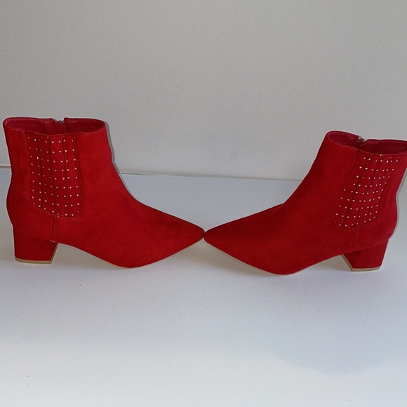 Viviany Heel The World Women's Ankle Boots Block Heel 2" Booties Rhinestones New - Picture 8 of 17